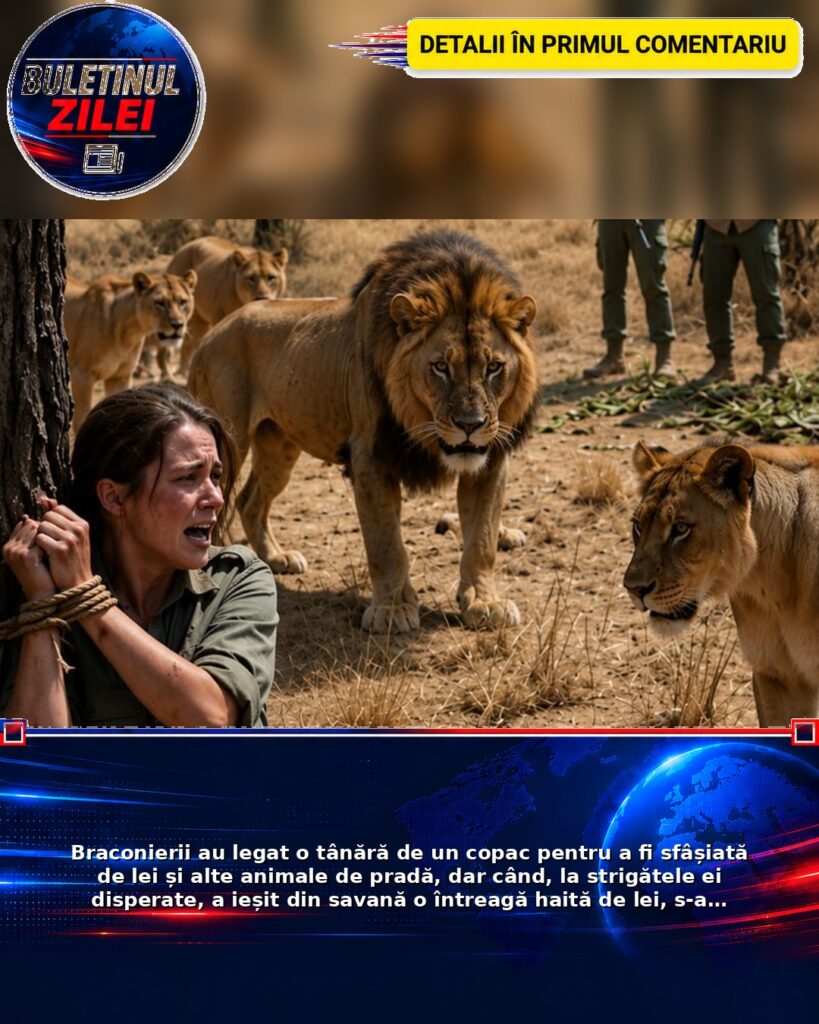 Braconierii au legat o tânără de un copac pentru a fi sfâșiată de lei și alte animale de pradă, dar când, la strigătele ei di