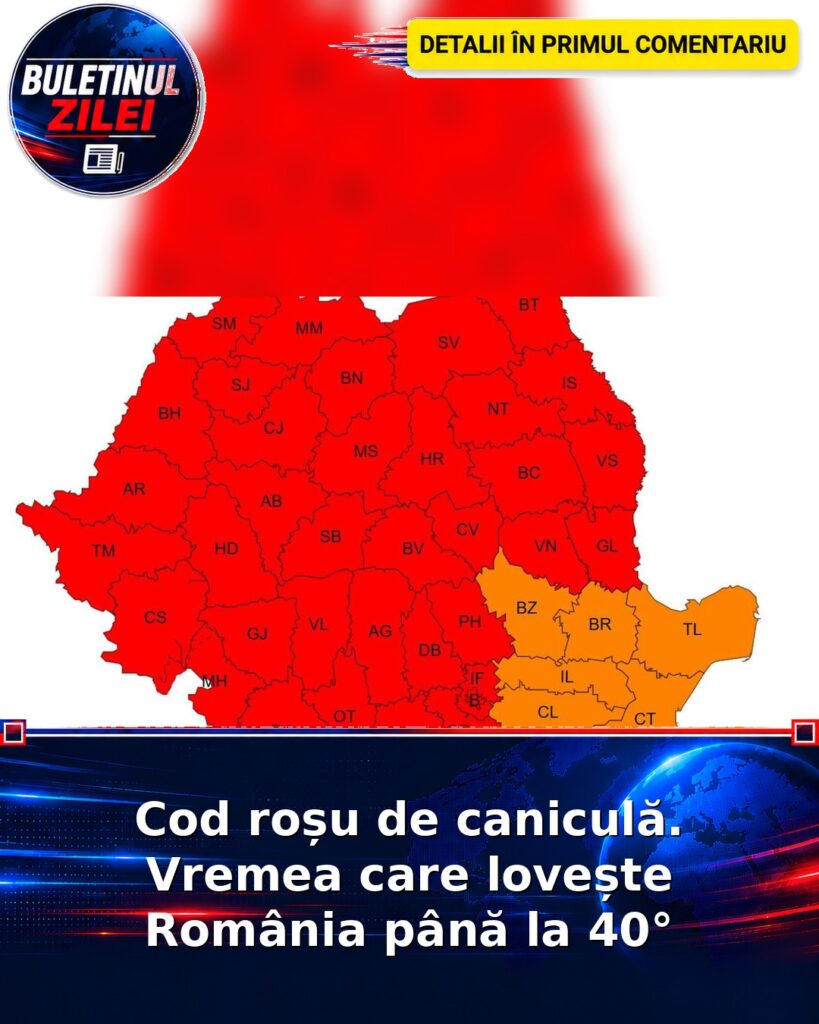 Cod roșu de caniculă. Vremea care lovește România până la 40°