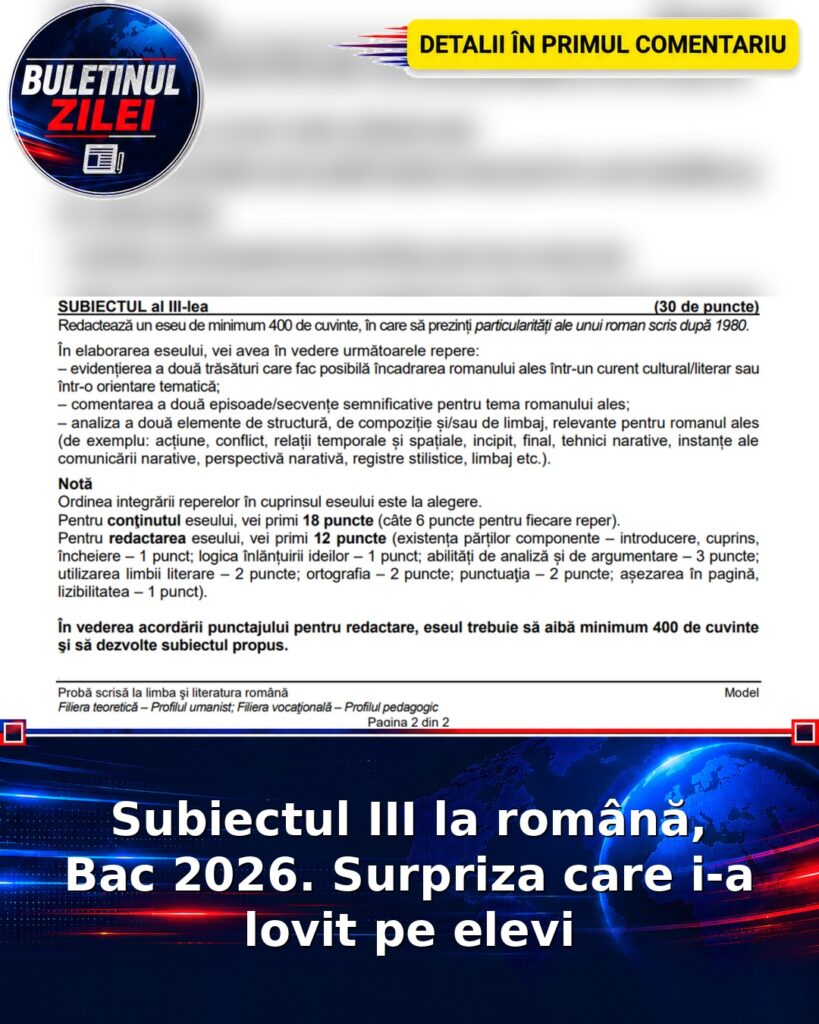 Subiectul III la română, Bac 2026. Surpriza care i-a lovit pe elevi
