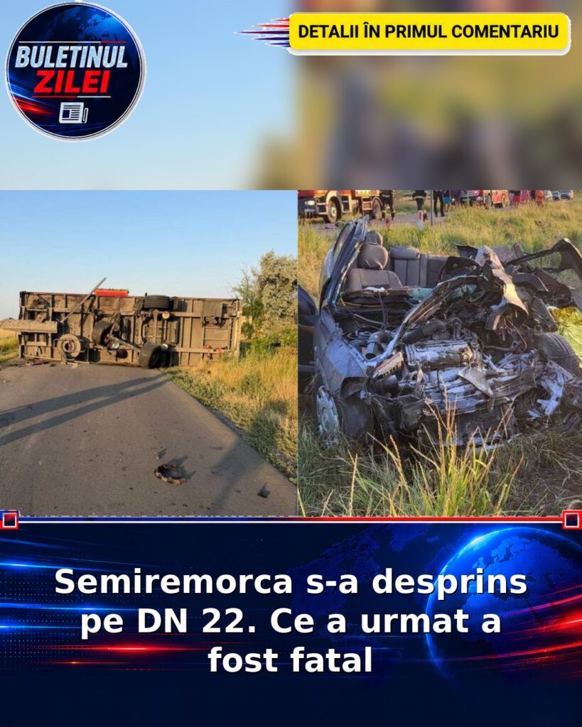 Semiremorca s-a desprins pe DN 22. Ce a urmat a fost fatal
