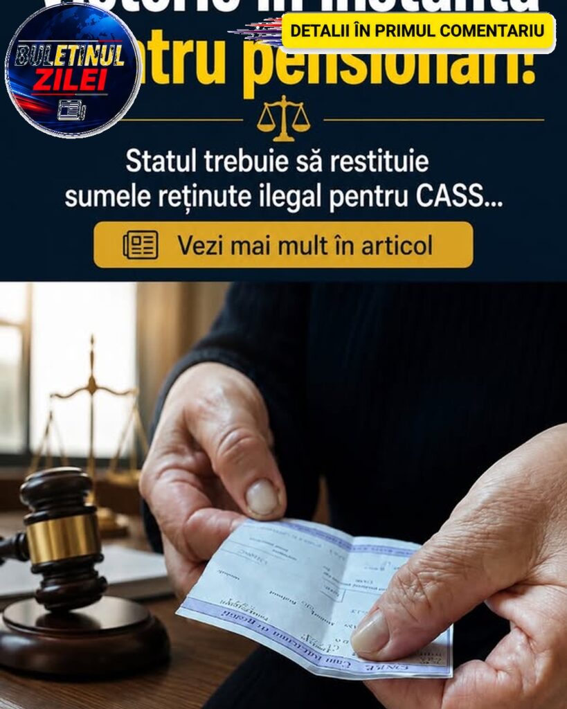 Decizie importantă pentru pensionari: Tribunalul Vâlcea obligă statul să restituie CASS reținut ilegal