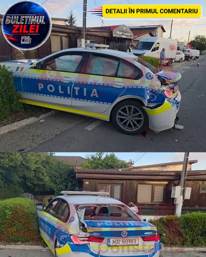 Mașină de poliție aflată în misiune, lovită de un autocar în Constanța. Doi agenți au fost răniți