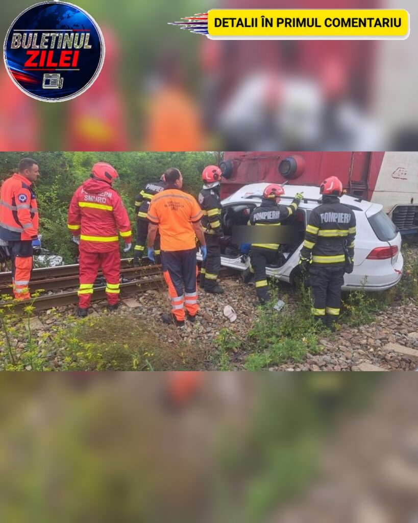 Accident feroviar în Iași. Două persoane au murit după ce mașina a fost lovită de tren și târâtă 150 de metri