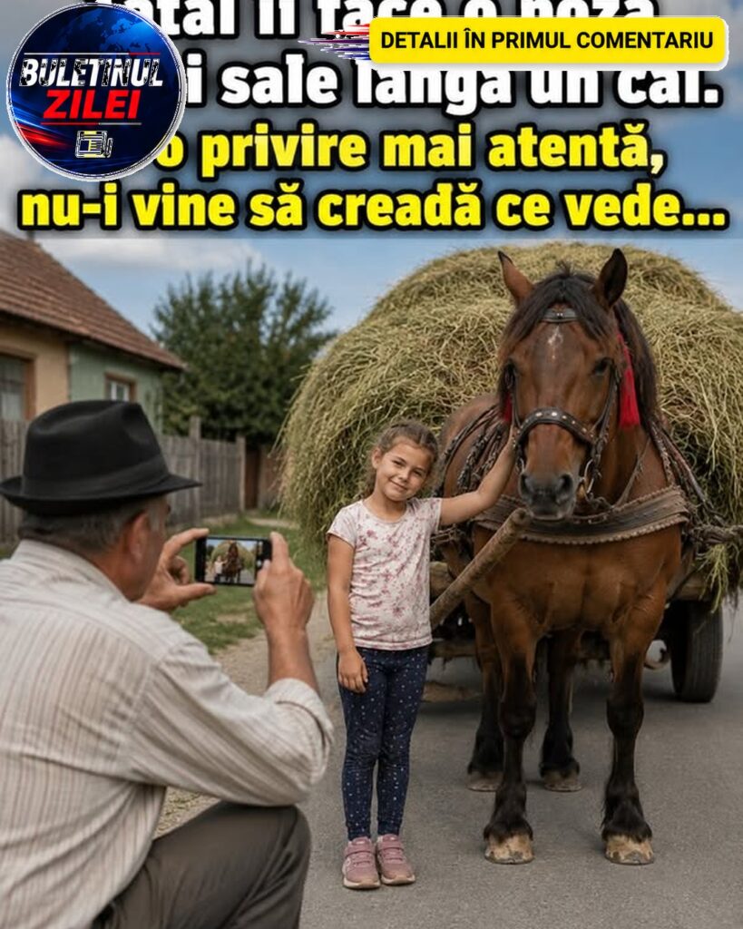 Tatal ii face o poza fetitei sale langa un cal. La o privire mai atenta, nu-i vine sa creada ce vede