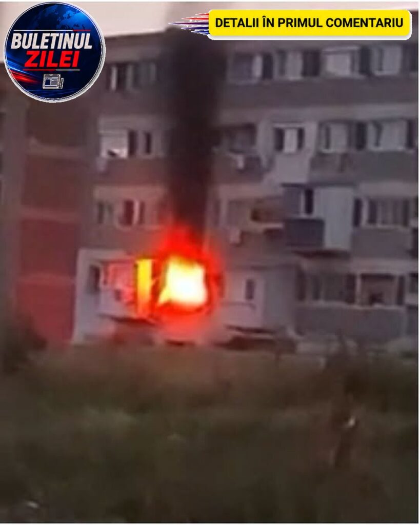 Explozie urmată de incendiu, într-un bloc de locuințe din Galați! Zeci de persoane au fost evacuate. Un bărbat se zbate între