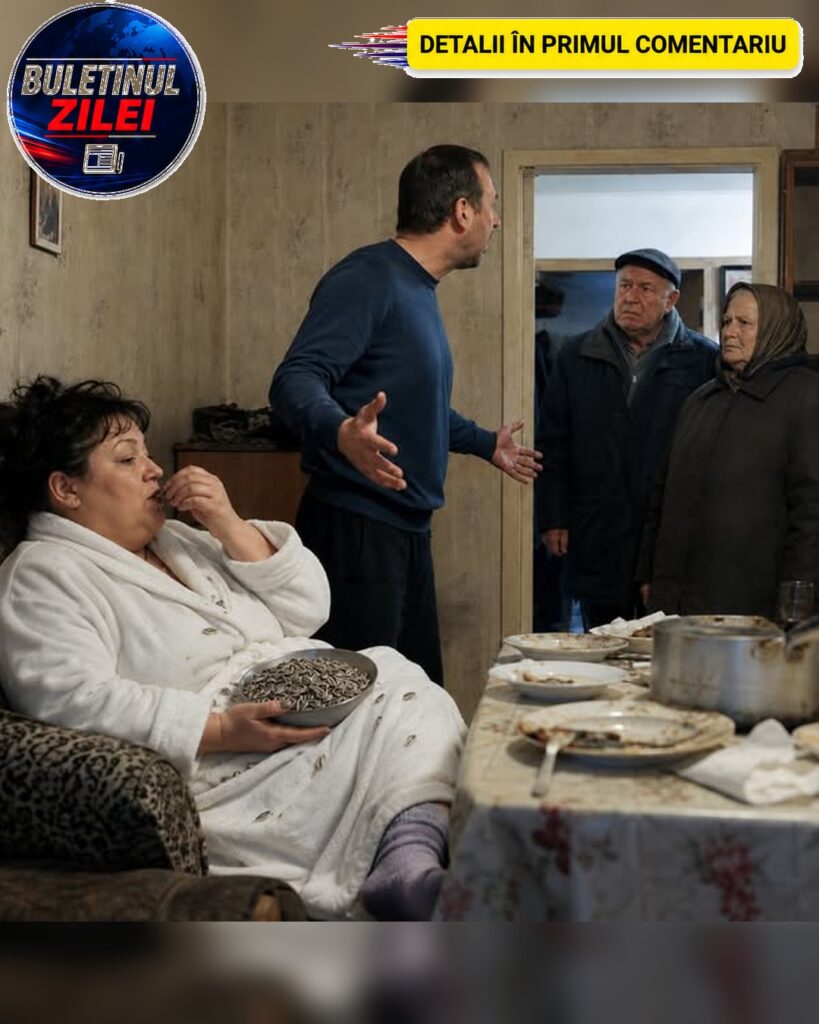 Intrați, mamă, tată! Uitați-o pe leneșa asta!