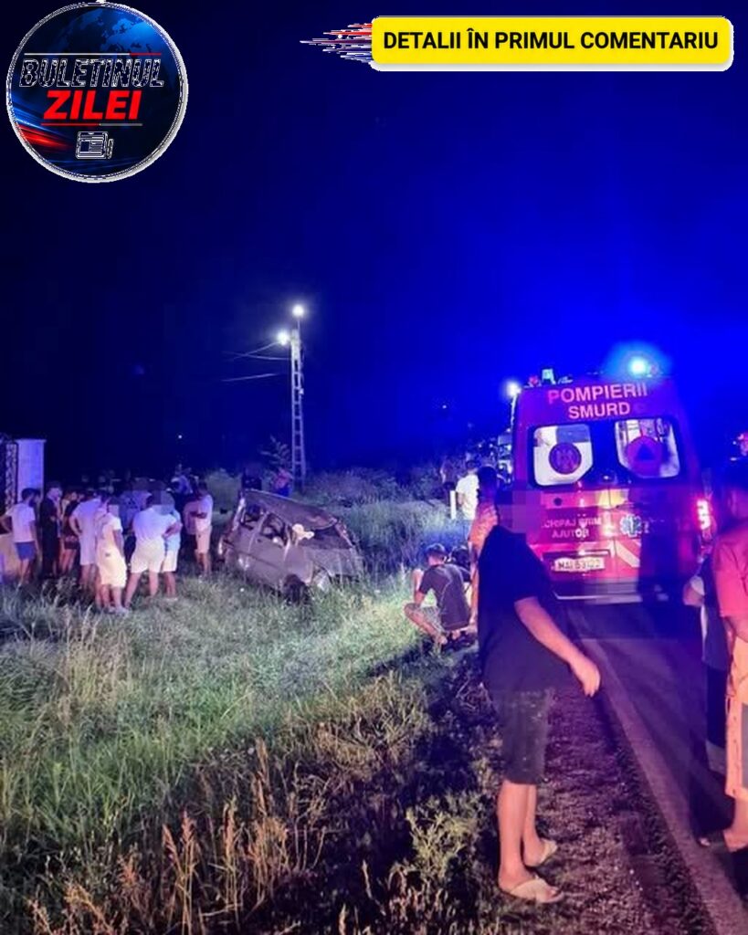 Sfârșit crunt pentru cinci persoane, în județul Dâmbovița! Un tânăr de 20 de ani s-a răsturnat cu mașina, după ce a lovit tre