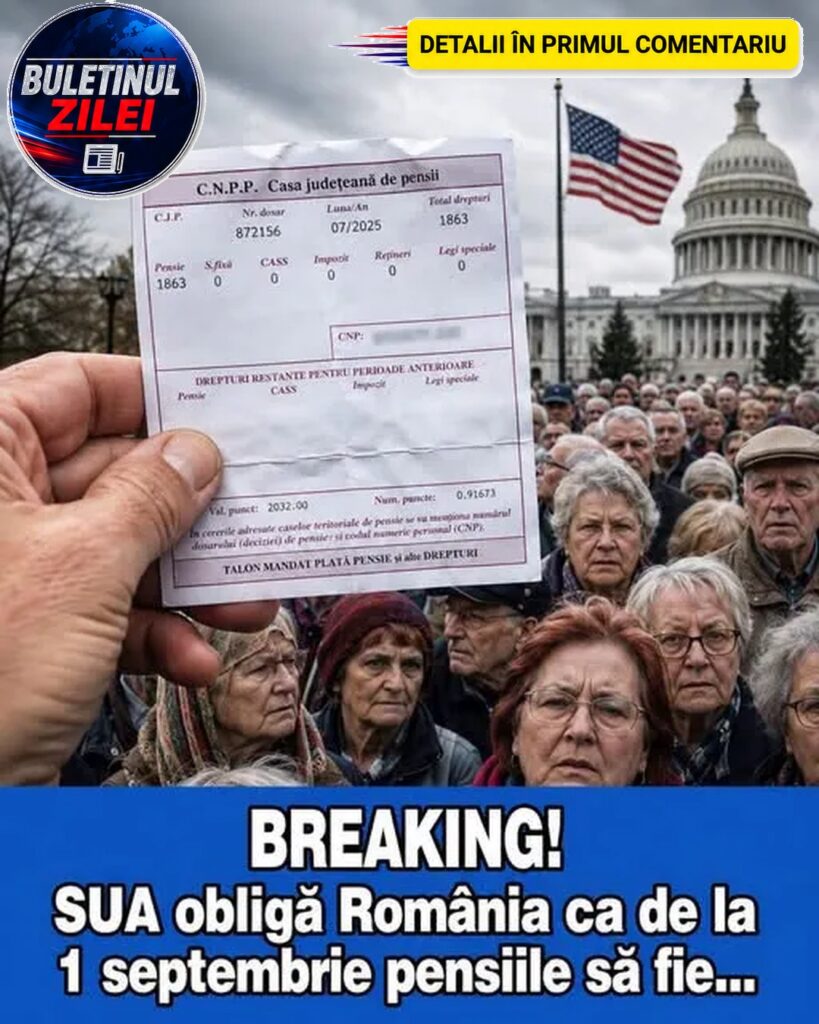 Breaking! SUA obligă România ca de la 1 septembrie pensiile să fie…