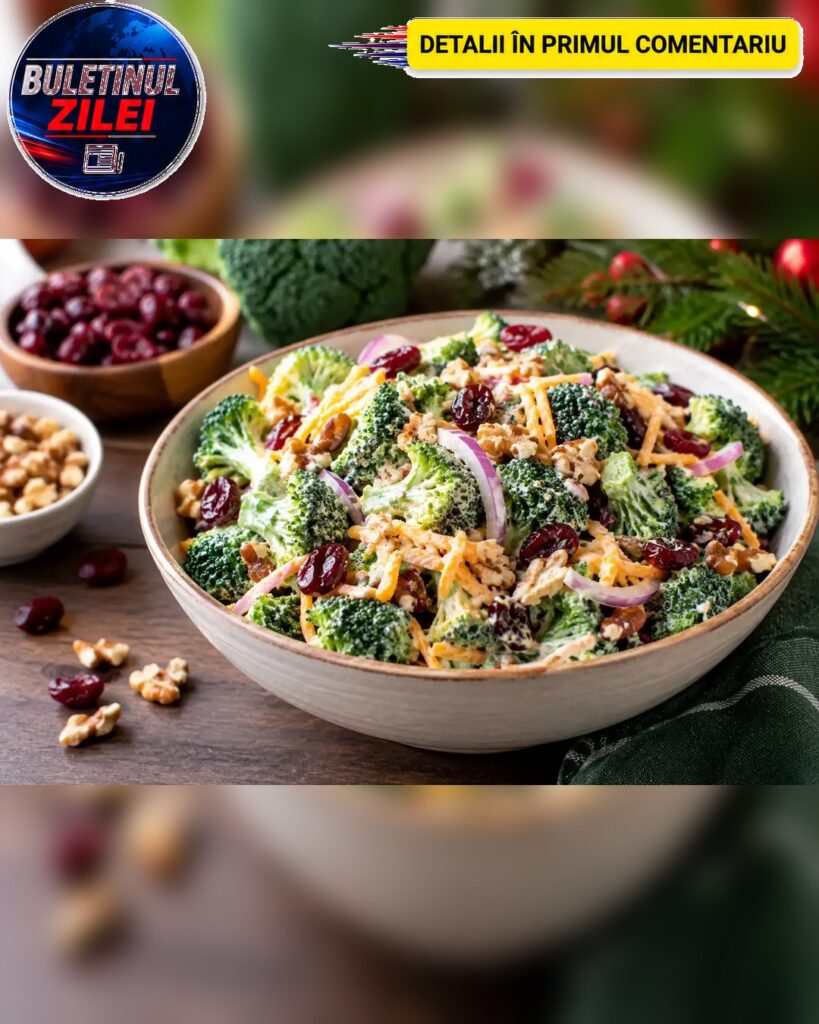 Salată cu broccoli și merișoare, o rețetă ieftină care nu cere gătit