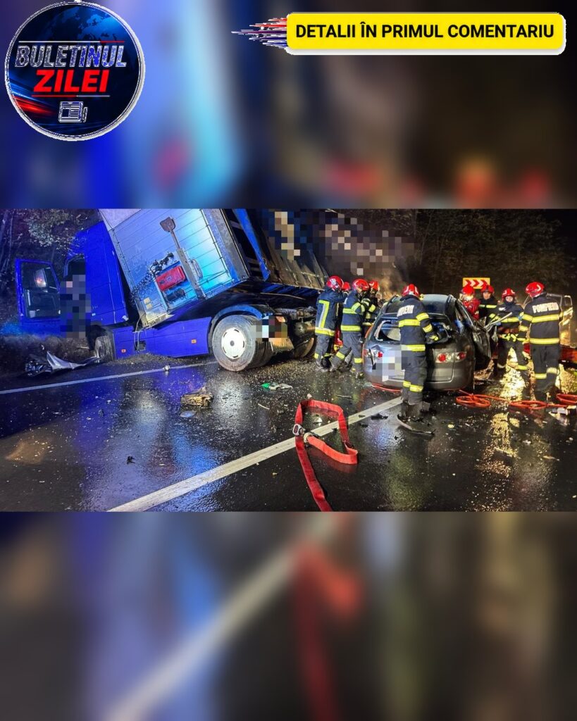 FOTO O femeie a murit și alta e în stare gravă, după un accident teribil în Mureș. Mașina în care se aflau s-a izbit de un TI