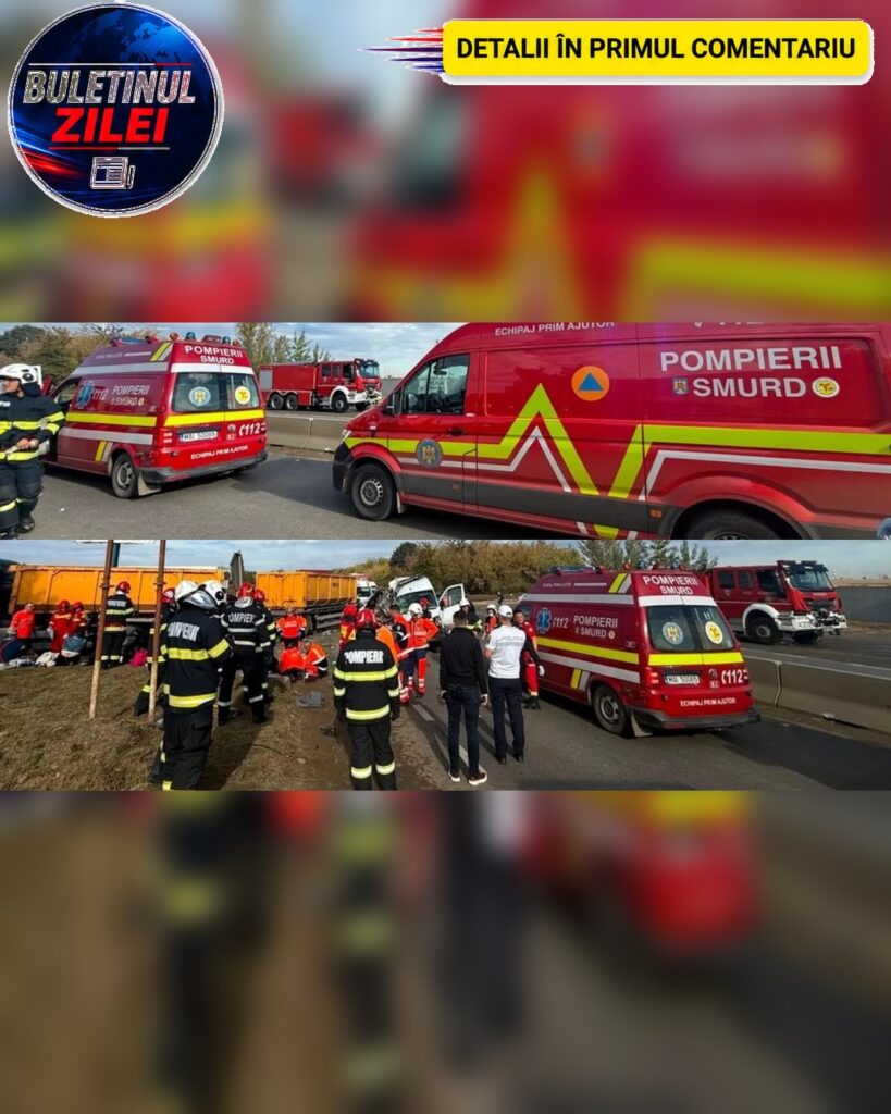 VIDEO Două persoane au murit și 18 au fost transportate la spital, după impactul dintre un microbuz și o autobasculantă. Acci