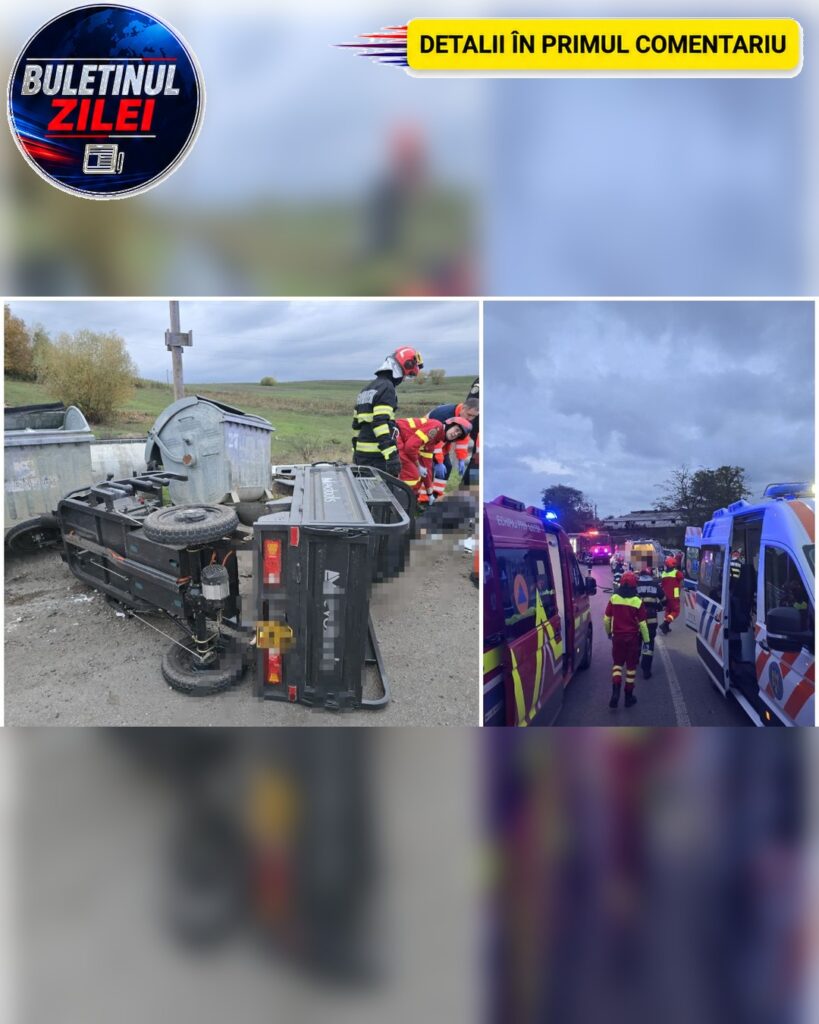 Filmul tragediei din Botoșani! O mamă a murit, iar tatăl și fiul se află în stare gravă, după ce s-au răsturnat cu triciclul